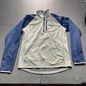 Seattle Seahawks NFL Heather Gray & Navy Quarter-Zip Pullover Sweatshirt S